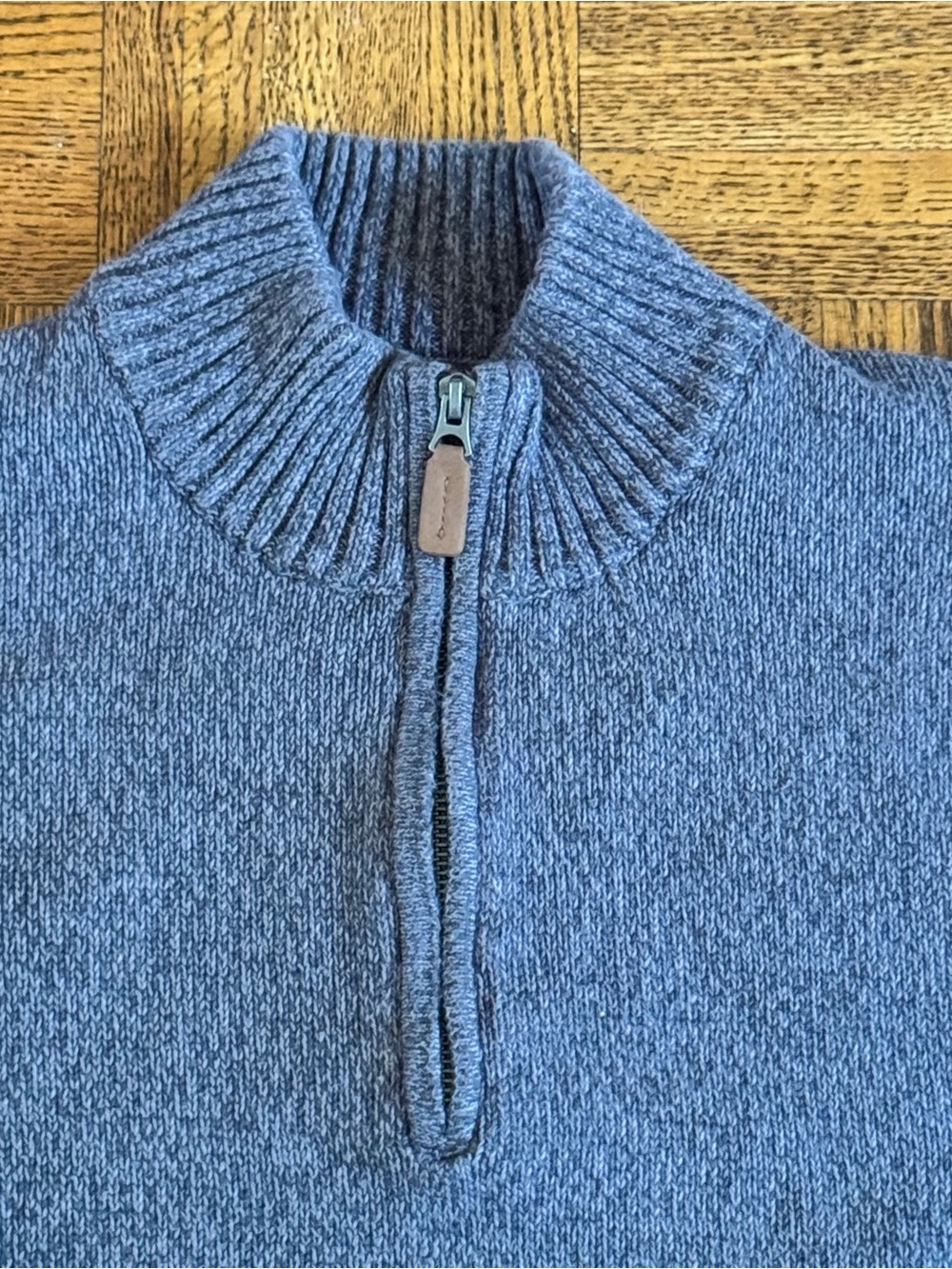 St. John's Bay Men's Quarter-Zip Knit Sweater Gray Blue Marled Mock Neck
